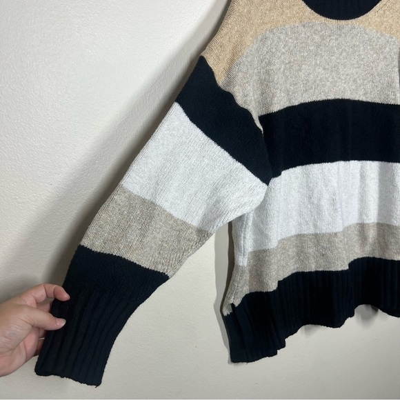 Target A New Day Womens Multicolor Neutral Stripe Mock Neck Relaxed Sweater XXL - Picture 4 of 8